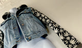 Upcycled Denim Hooded Jacket (Glow In the Dark Sleeves, XS-S)