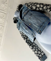 Upcycled Denim Hooded Jacket (Glow In the Dark Sleeves, XS-S)