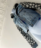 Upcycled Denim Hooded Jacket (Glow In the Dark Sleeves, XS-S)