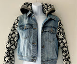 Upcycled Denim Hooded Jacket (Glow In the Dark Sleeves, XS-S)