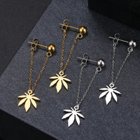 Cannabis Leaf Gold/Silver Plated Chain Earrings