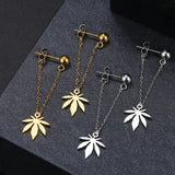 Cannabis Leaf Gold/Silver Plated Chain Earrings