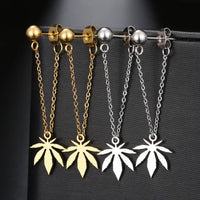 Cannabis Leaf Gold/Silver Plated Chain Earrings