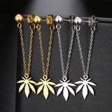 Cannabis Leaf Gold/Silver Plated Chain Earrings