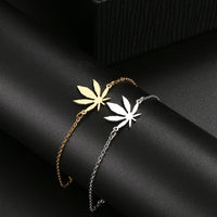 Gold Plated Cannabis Leaf Bracelet