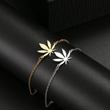 Gold Plated Cannabis Leaf Bracelet