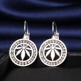 Gold/Silver Plated Round Gem Cannabis Leaf Earrings