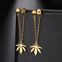 Cannabis Leaf Gold/Silver Plated Chain Earrings