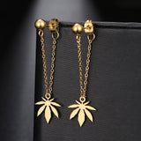 Cannabis Leaf Gold/Silver Plated Chain Earrings