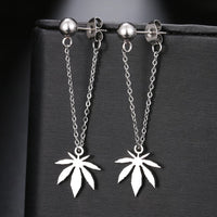 Cannabis Leaf Gold/Silver Plated Chain Earrings