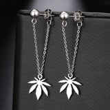 Cannabis Leaf Gold/Silver Plated Chain Earrings