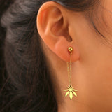 Cannabis Leaf Gold/Silver Plated Chain Earrings
